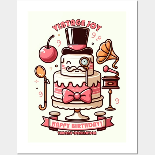 vintage birthday cake Wall Art by AOAOCreation